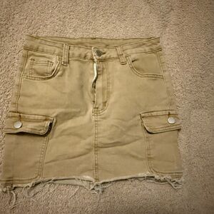 SHEIN Tan Pencil Cargo Mini Skirt